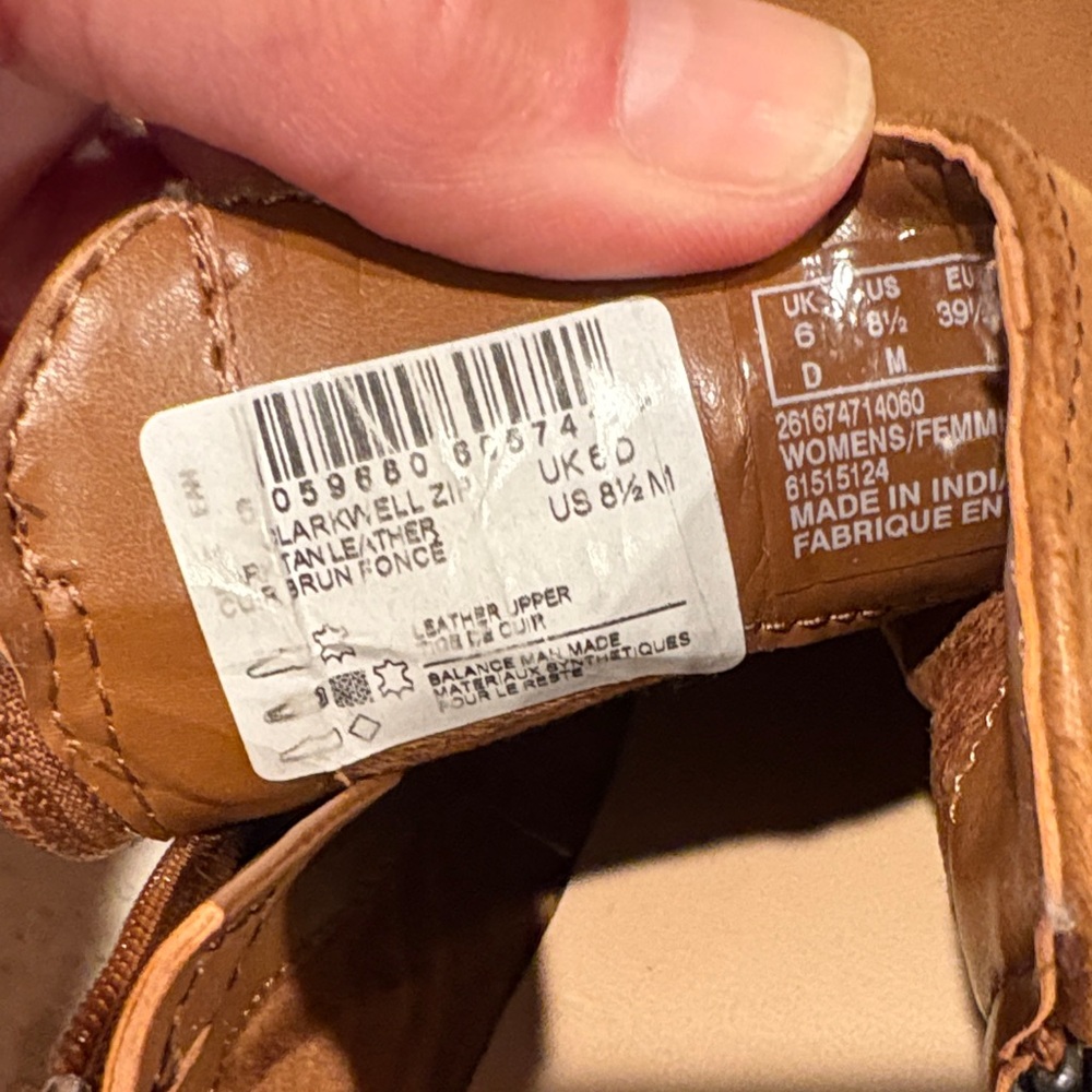 Clarks Tan Leather Zip Boots